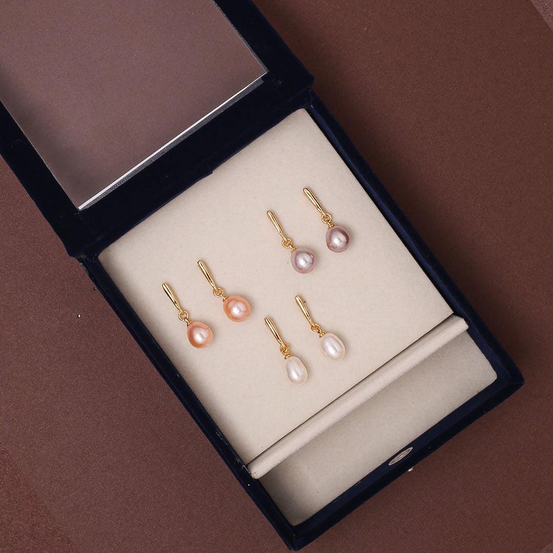 Trio Pearl Drop Earrings Set