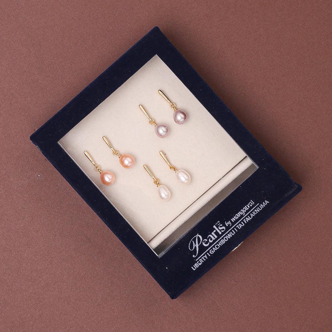 Trio Pearl Drop Earrings Set