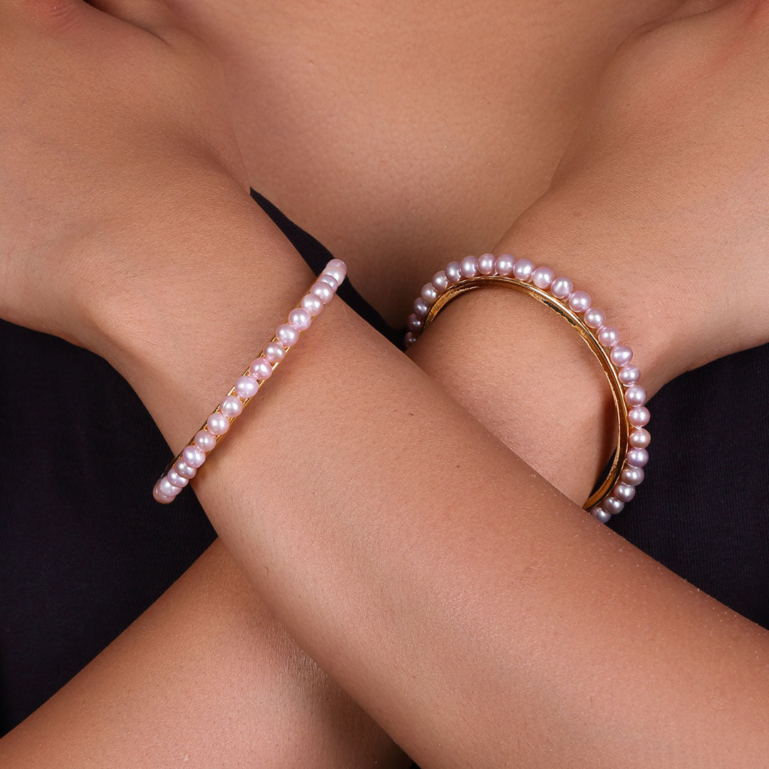 Round Single Line Lavender Freshwater Pearl Bangles