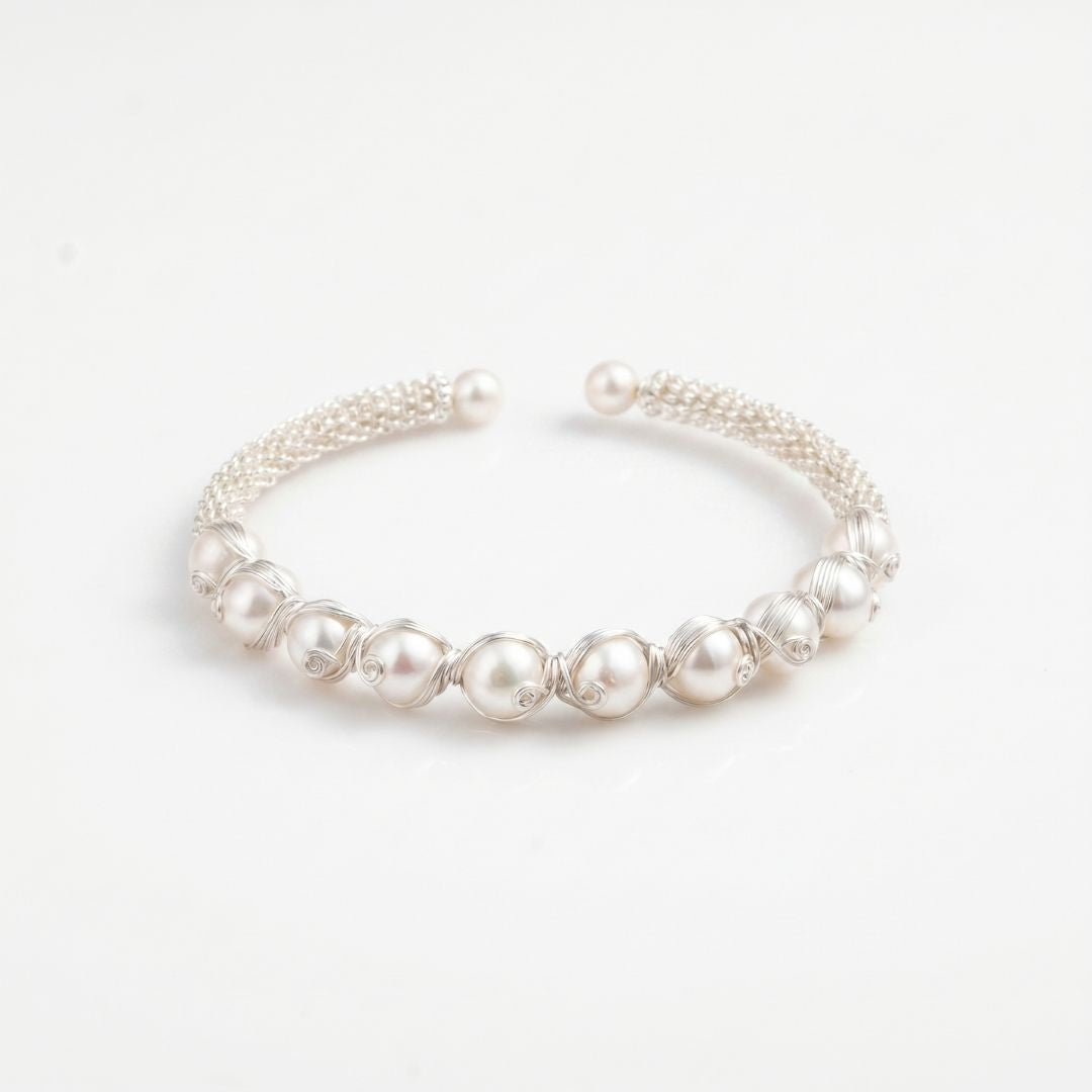 Freshwater Pearl White Weave Bracelet