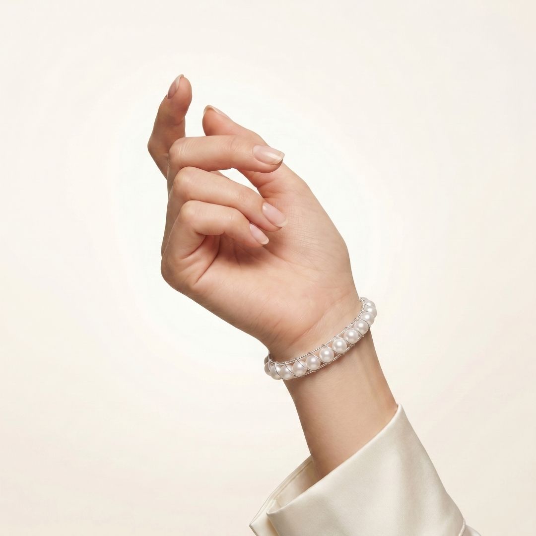 Freshwater Pearl White Weave Bracelet