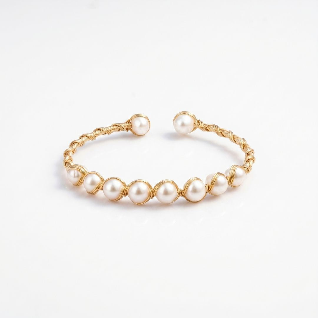 Lustrous Eight Freshwater Pearl Gold-Finish Bracelet