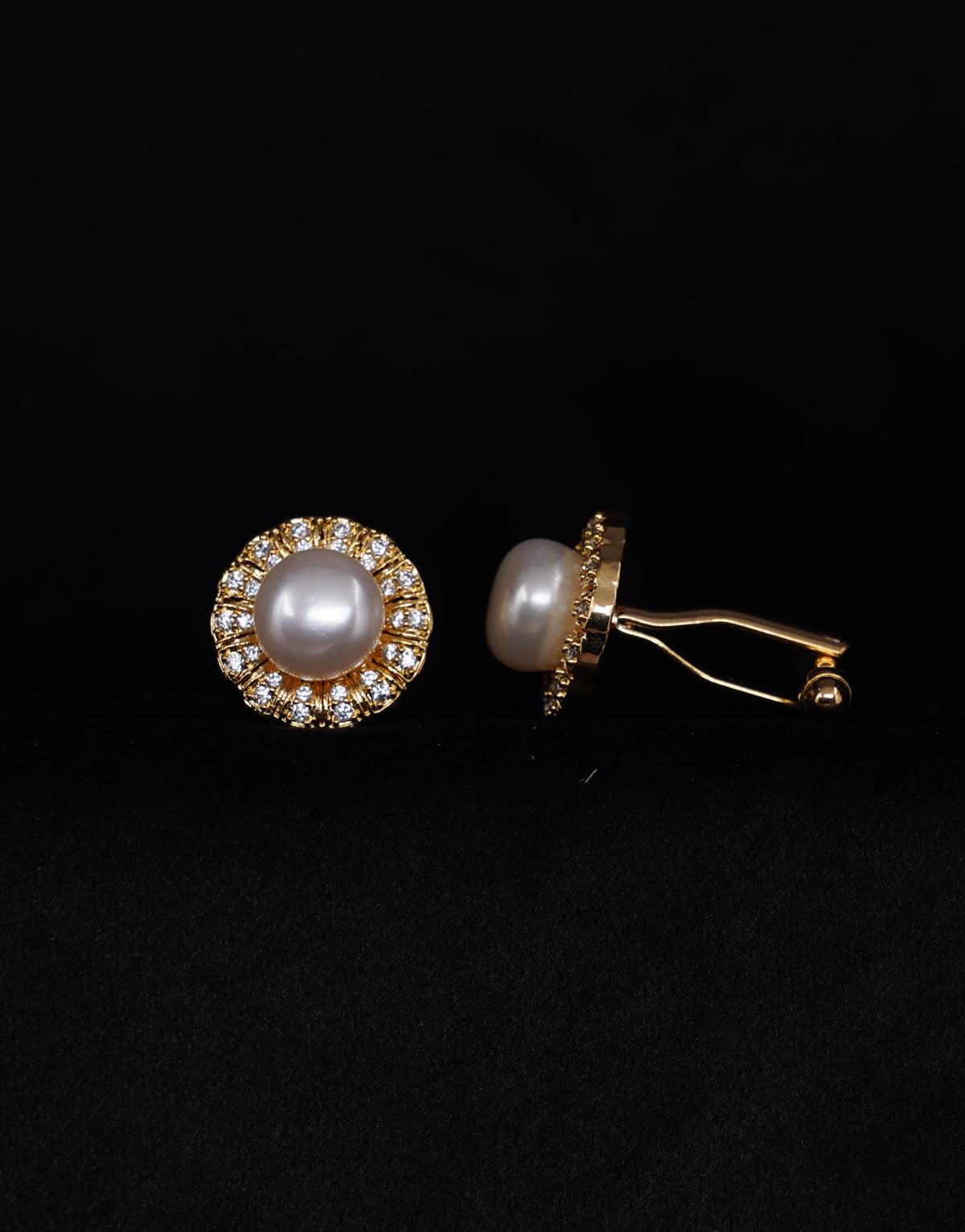 Freshwater Pearl White Stone Cufflinks