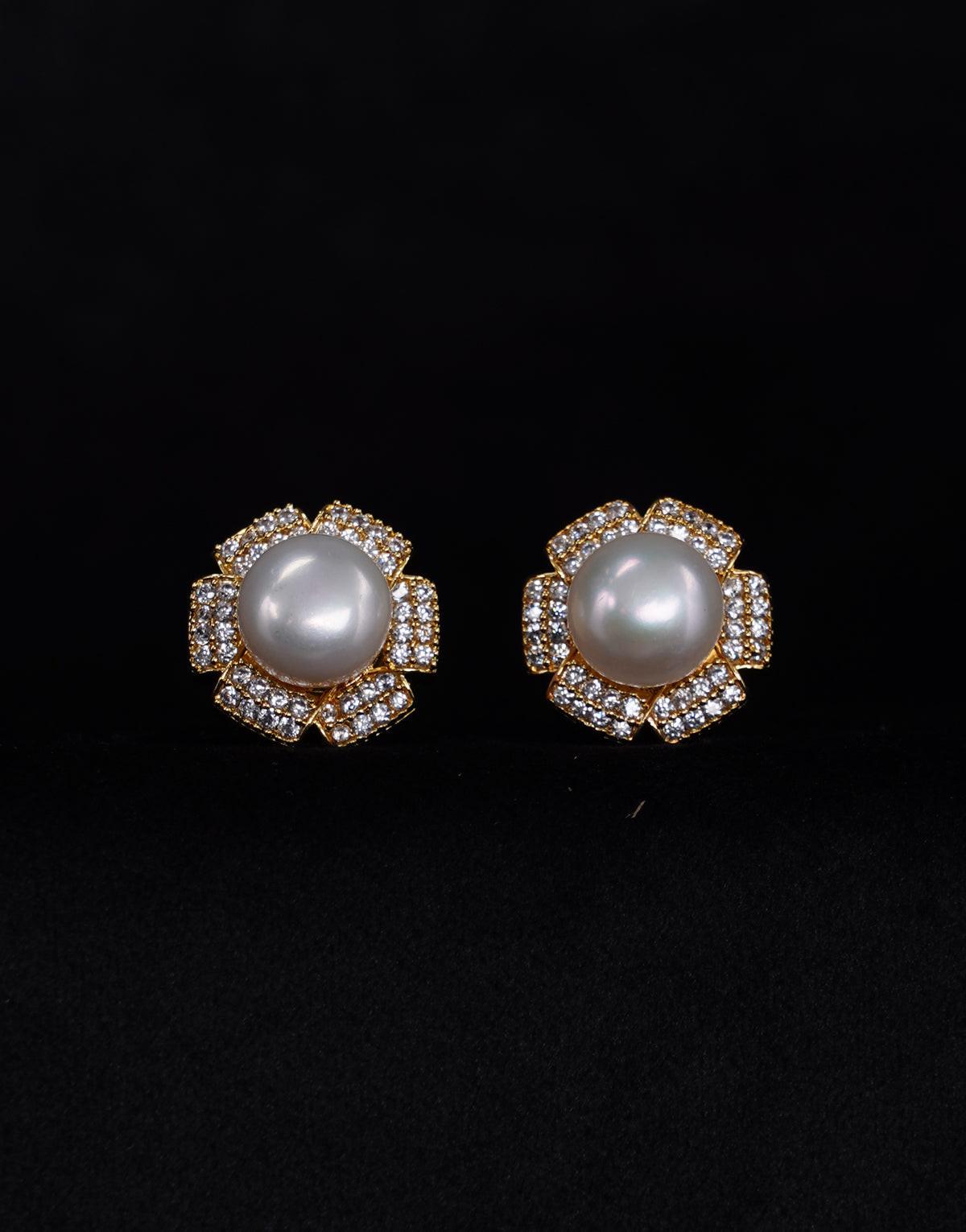 Freshwater White Pearl Studded Gold-Plated Cufflinks