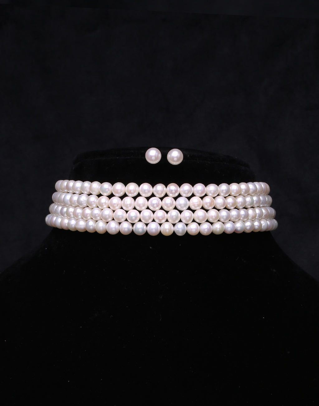 Beautiful Line Freshwater White Pearl Choker Necklace Set