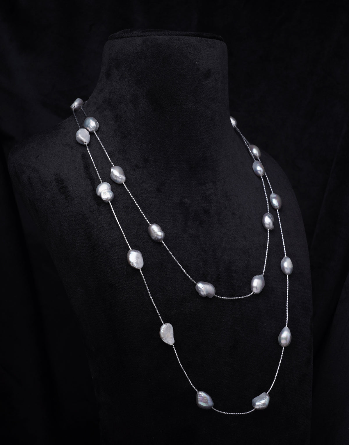 Long Single Line Two Style Freshwater Pearl String Necklace