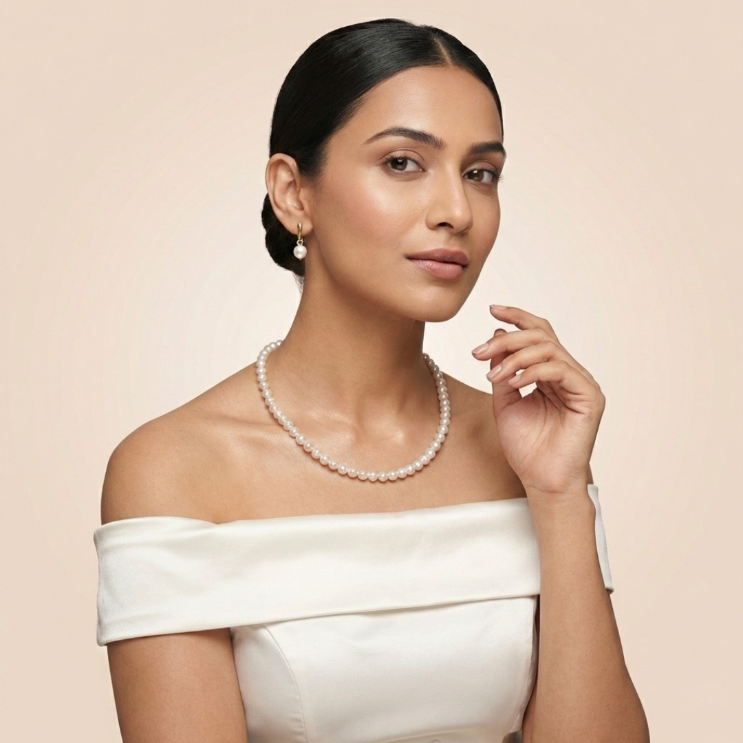 Freshwater Pearl Set One Elegant Necklace and Two Matching Earrings