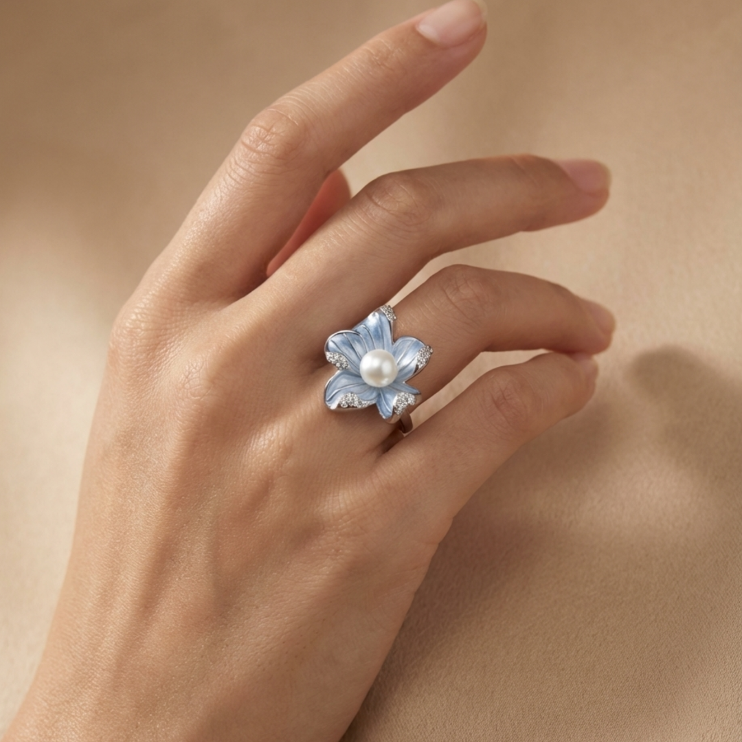 Classic Pearl Flower White Ring