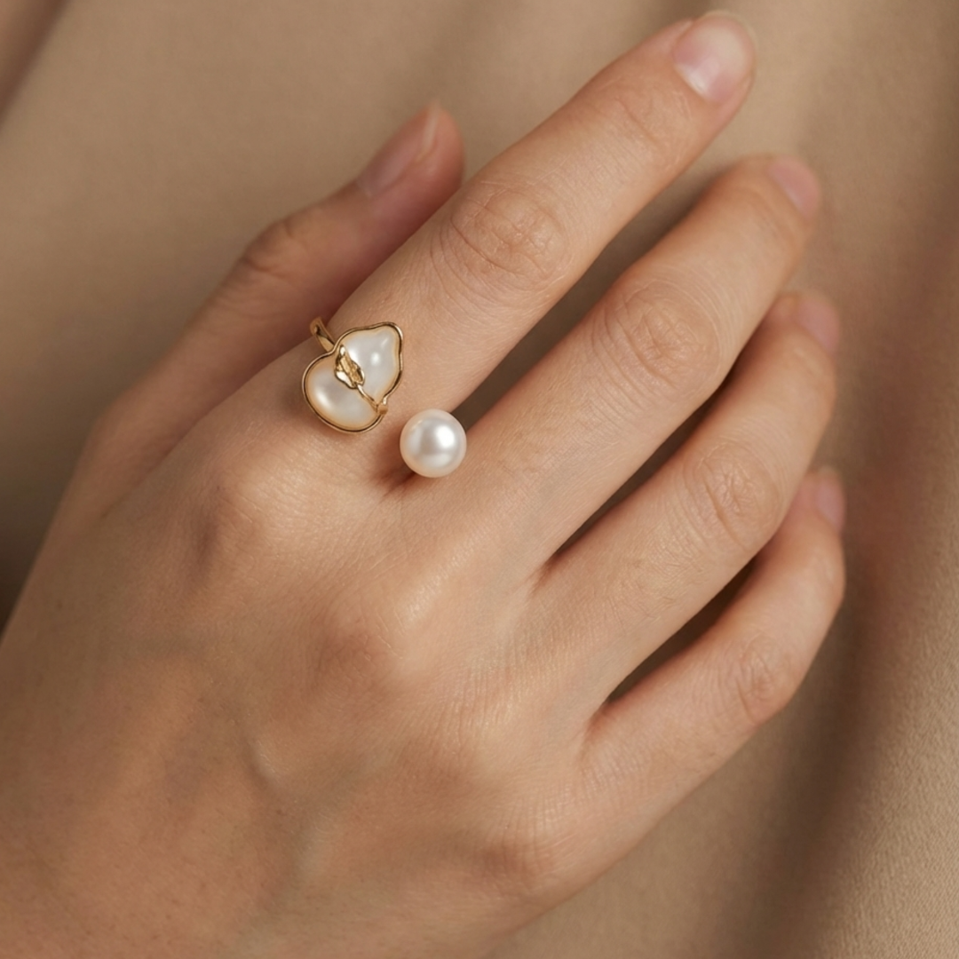 Elegant Bloom Freshwater Pearl Ring
