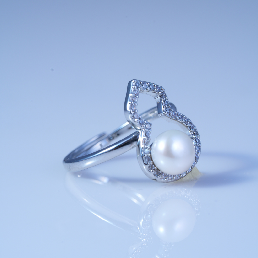 Classic Pearl White Finish CZ Ring