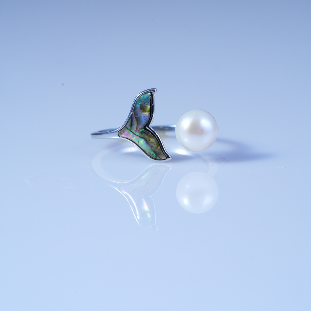 Enamel Blossom White Finish Pearl Ring