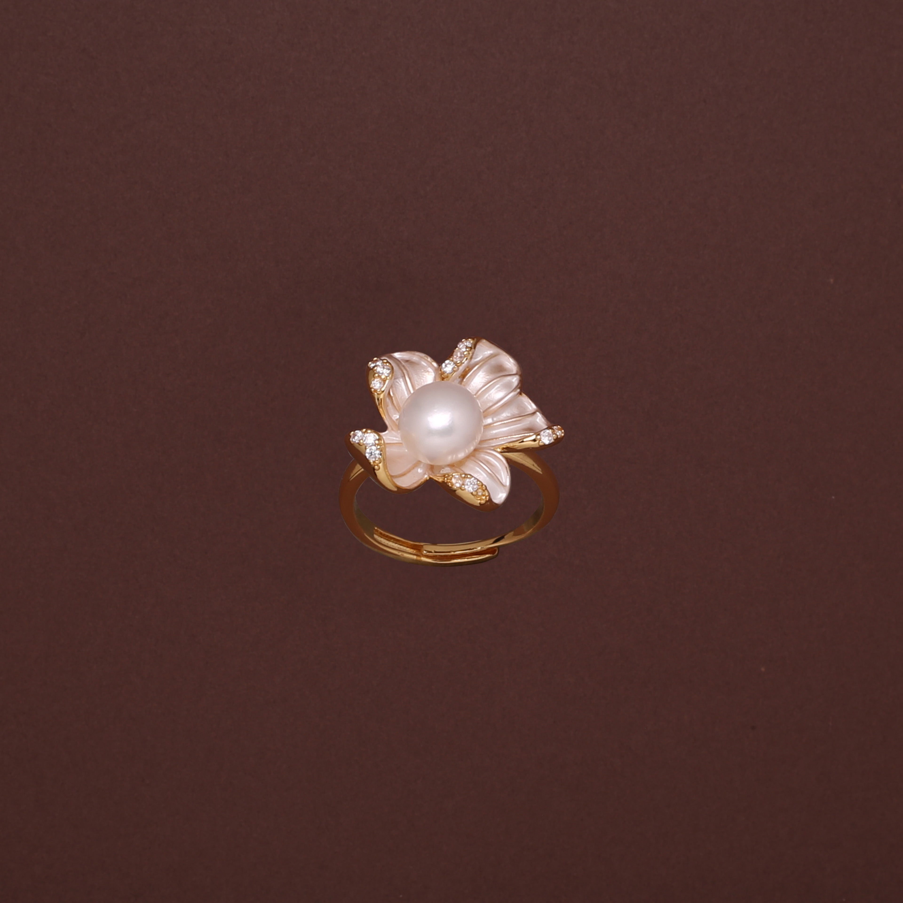 Floral Grace Freshwater Pearl Ring