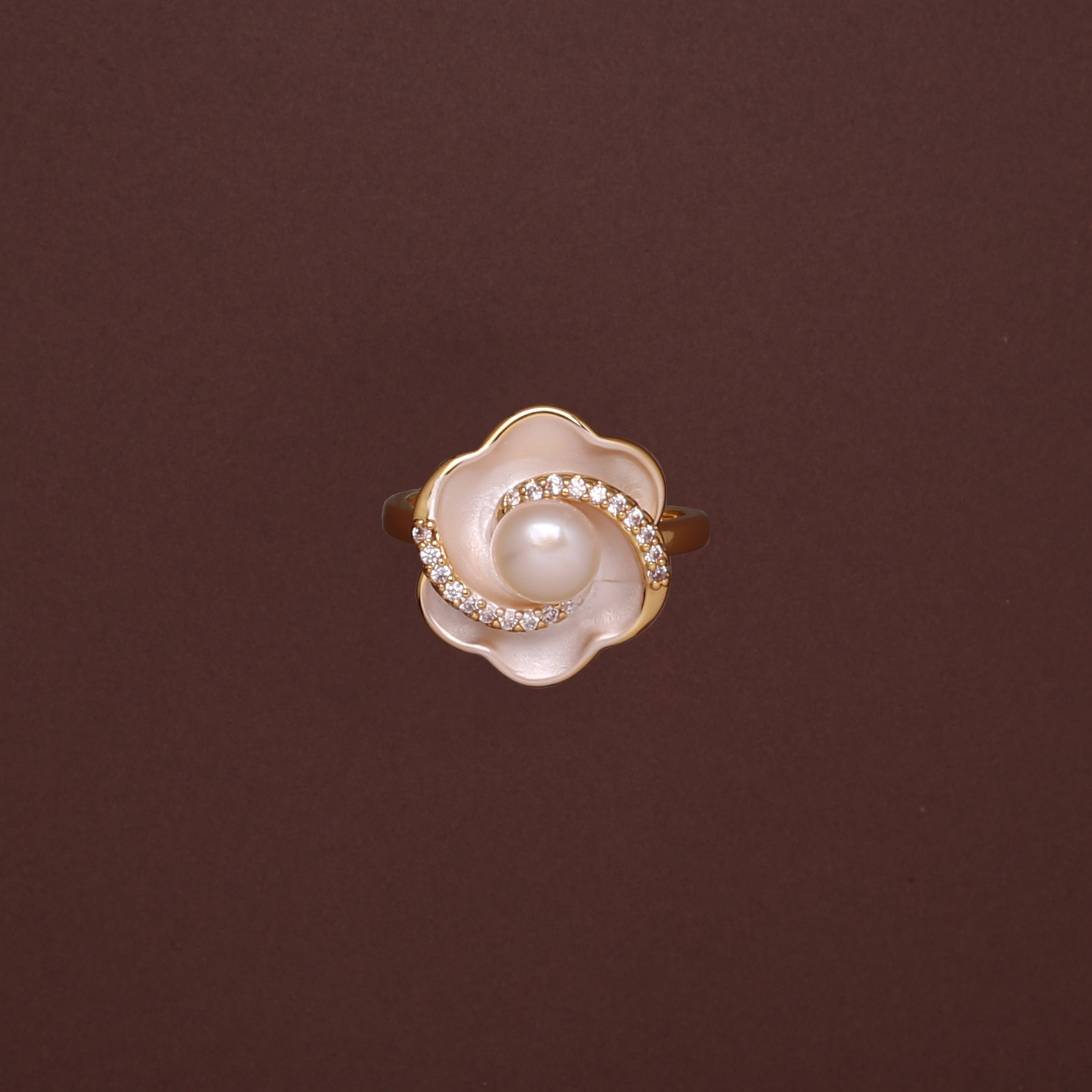 Elegant Floral Freshwater Pearl Ring