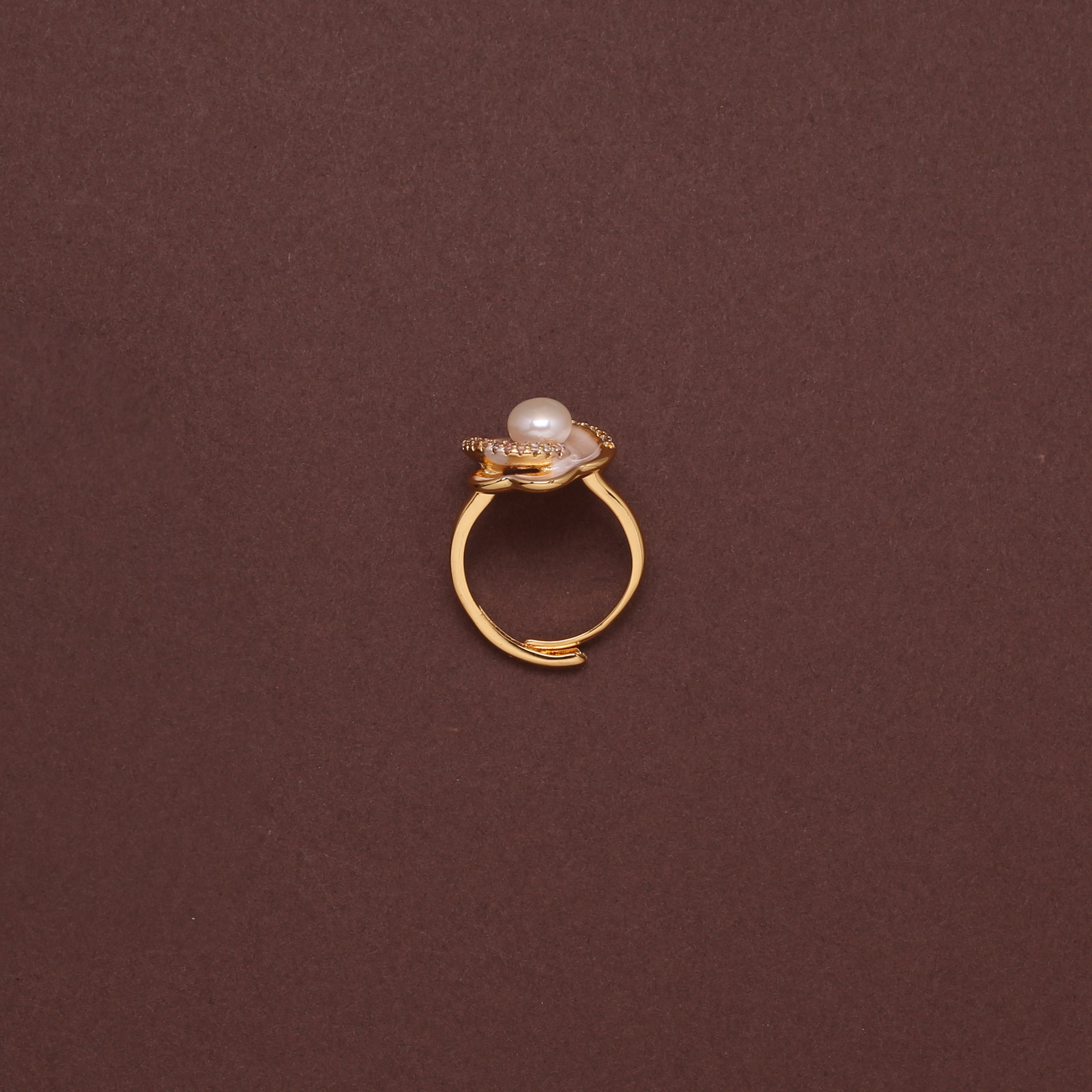 Elegant Floral Freshwater Pearl Ring