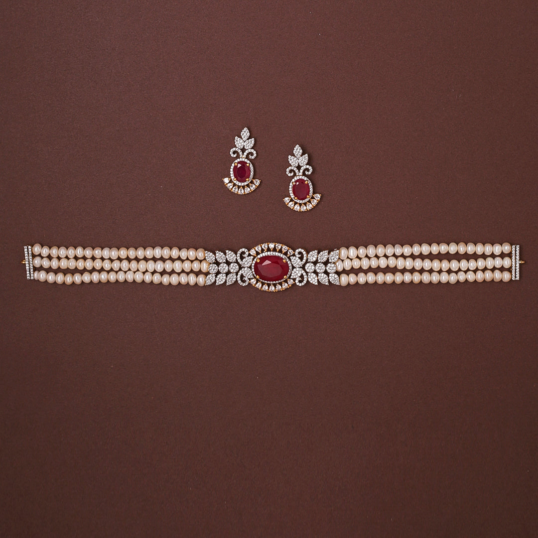 3-Layered Ethereal Glow – Pearl Choker with Sparkling Semi-Precious Freshwater Pearl Choker set