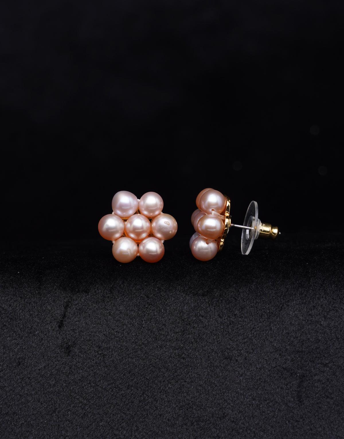 Freshwater Seven Pearl Studded Flower Earring
