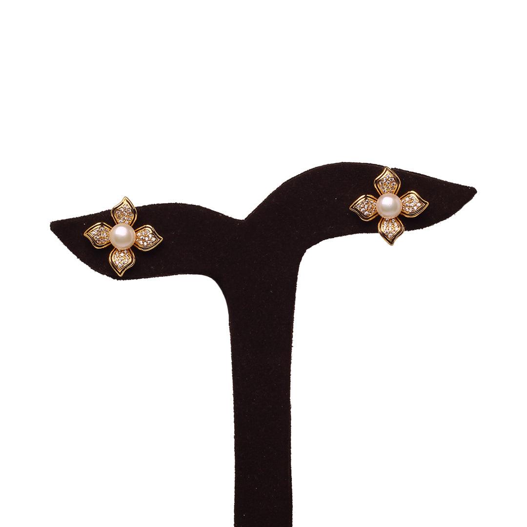 Pearl Bloom Studs Freshwater White Pearl