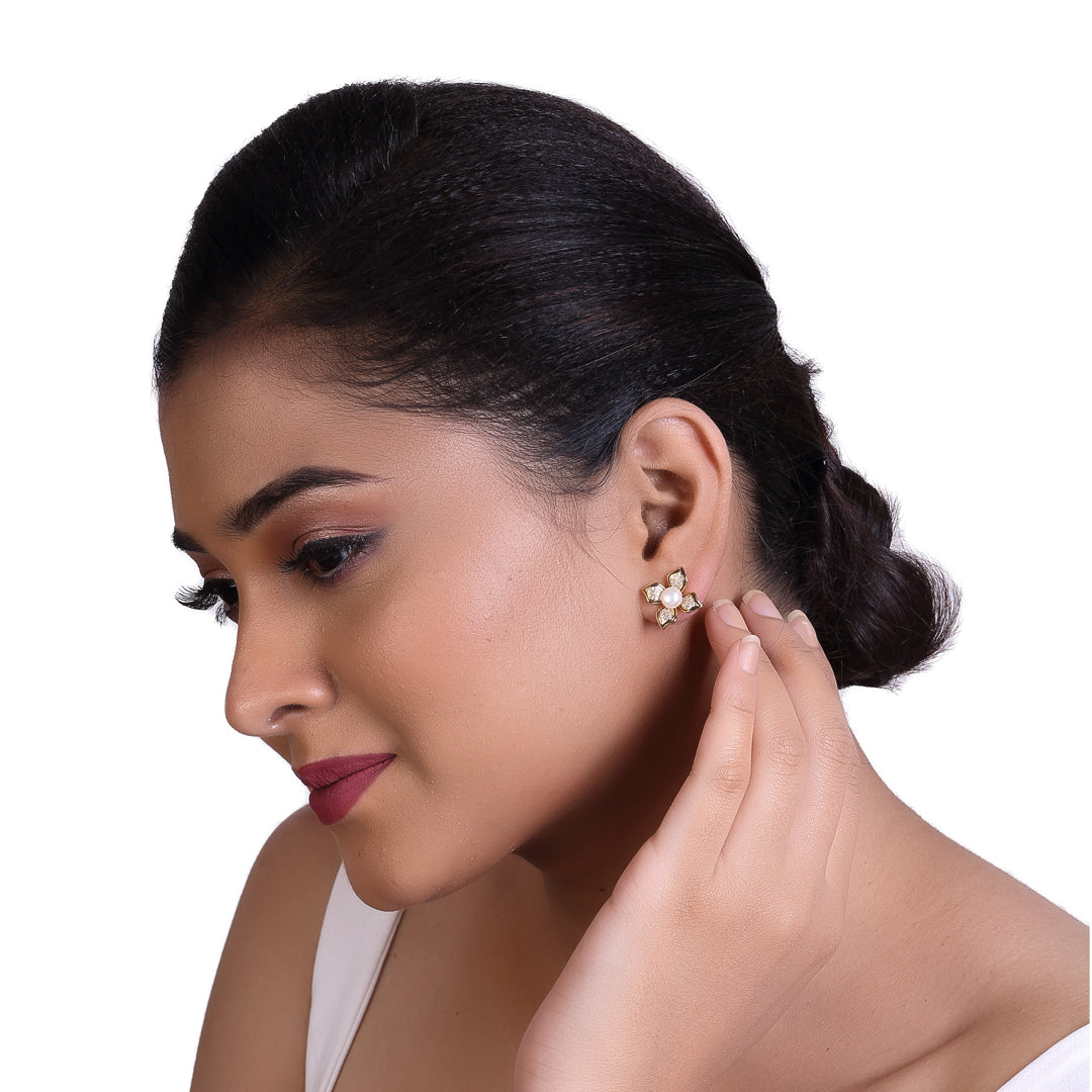 Pearl Bloom Studs Freshwater White Pearl