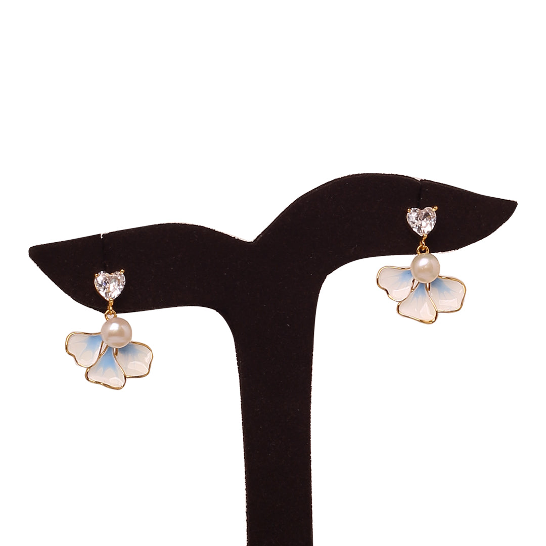 Elysian Diamond Pearl Earrings Freshwater White Pearls