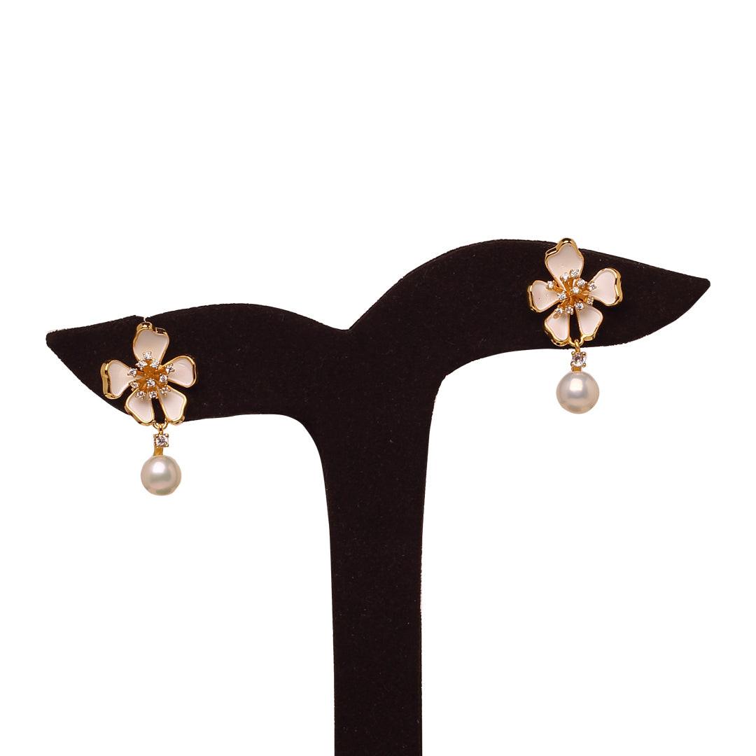 Lustre Frame Dangler Freshwater White Pearls