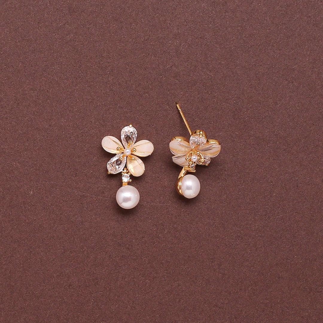 Grace Frame Pearl Earrings Freshwater White Pearls