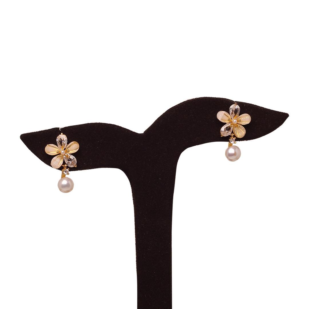 Grace Frame Pearl Earrings Freshwater White Pearls