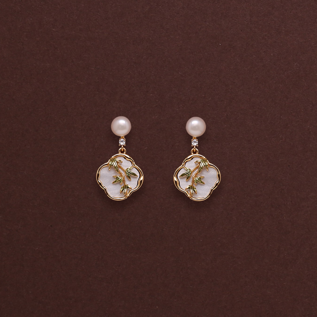Halo Pearl Elegance Danglers Freshwater White Pearls