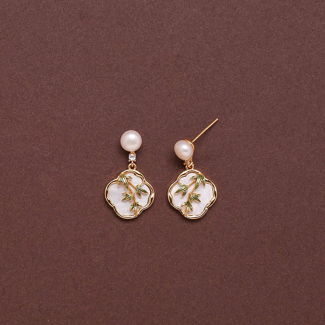Halo Pearl Elegance Danglers Freshwater White Pearls