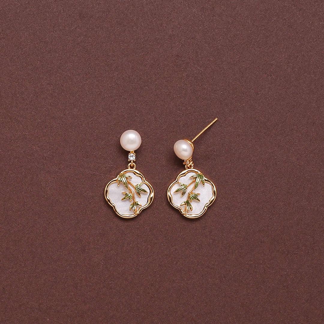 Halo Pearl Elegance Danglers Freshwater White Pearls