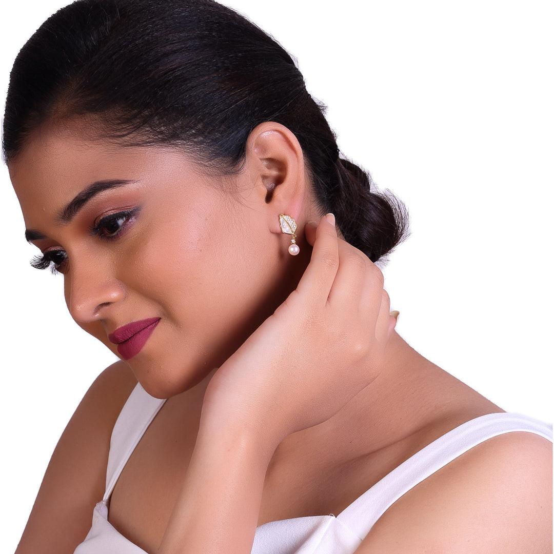 Lustrous Leaf Drops Freshwater White Pearls