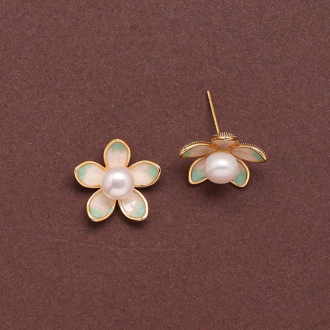 Floral Glow Meena Tops Freshwater White Pearls