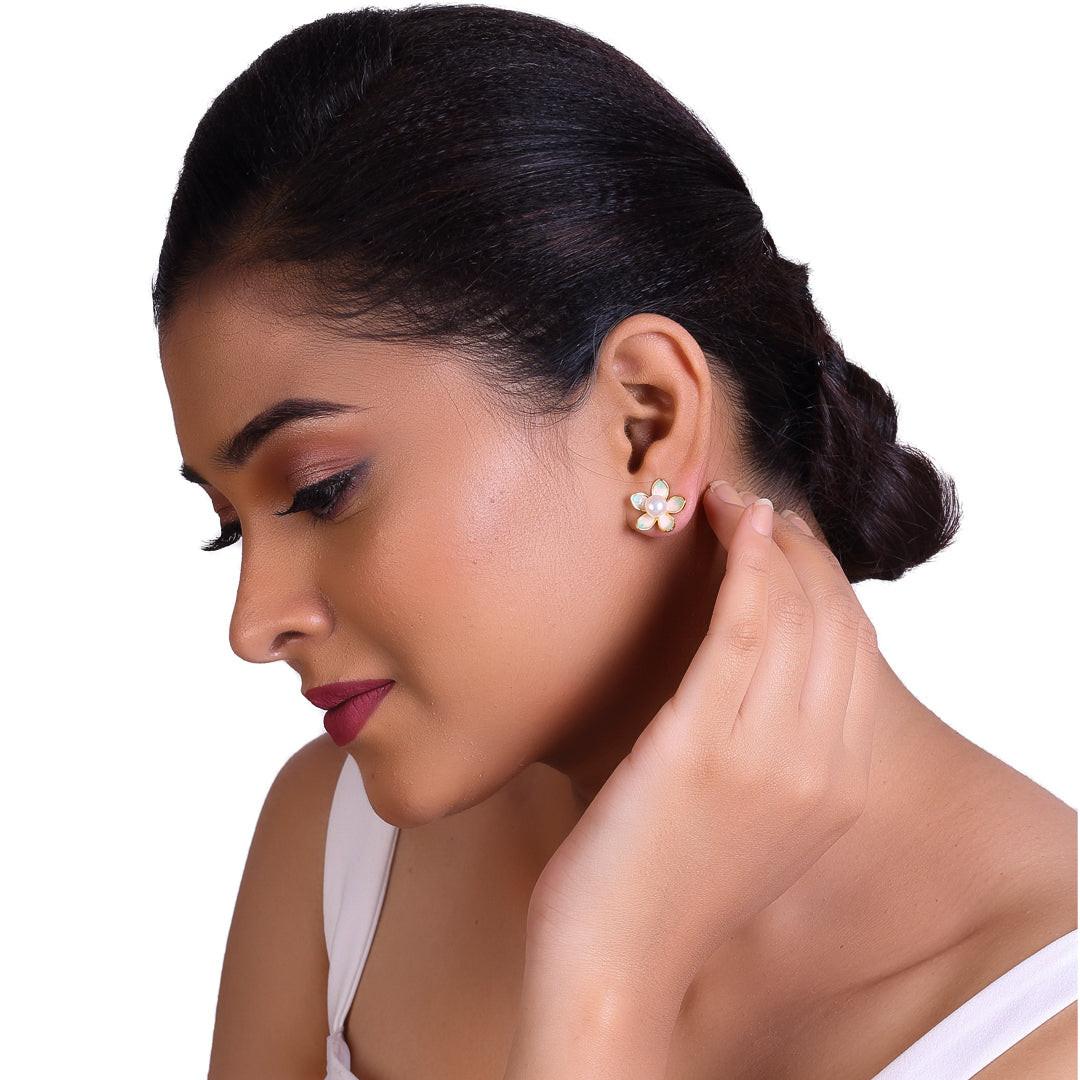 Floral Glow Meena Tops Freshwater White Pearls