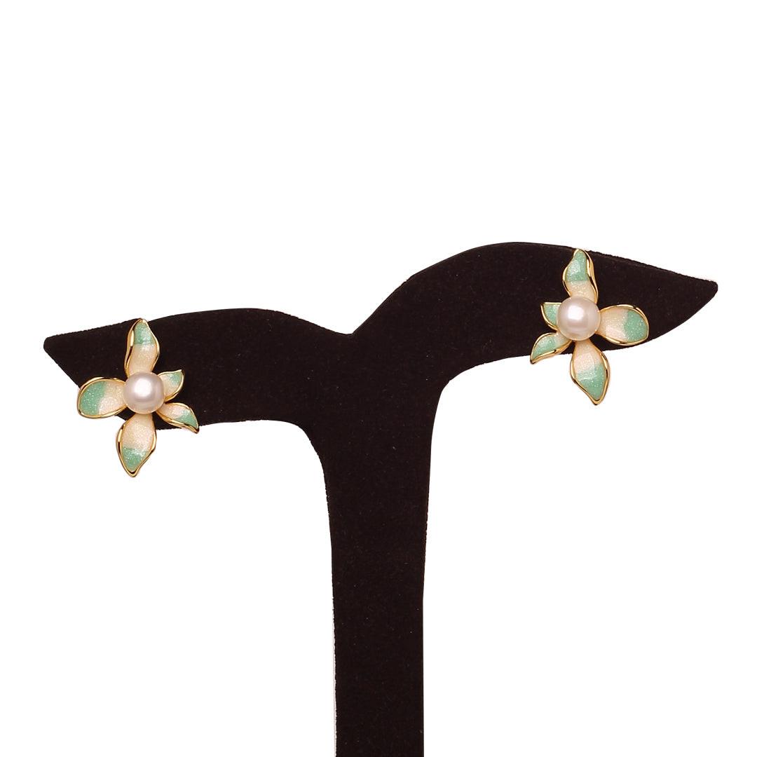 Pearl Enamel Bloom Tops Freshwater White Pearls