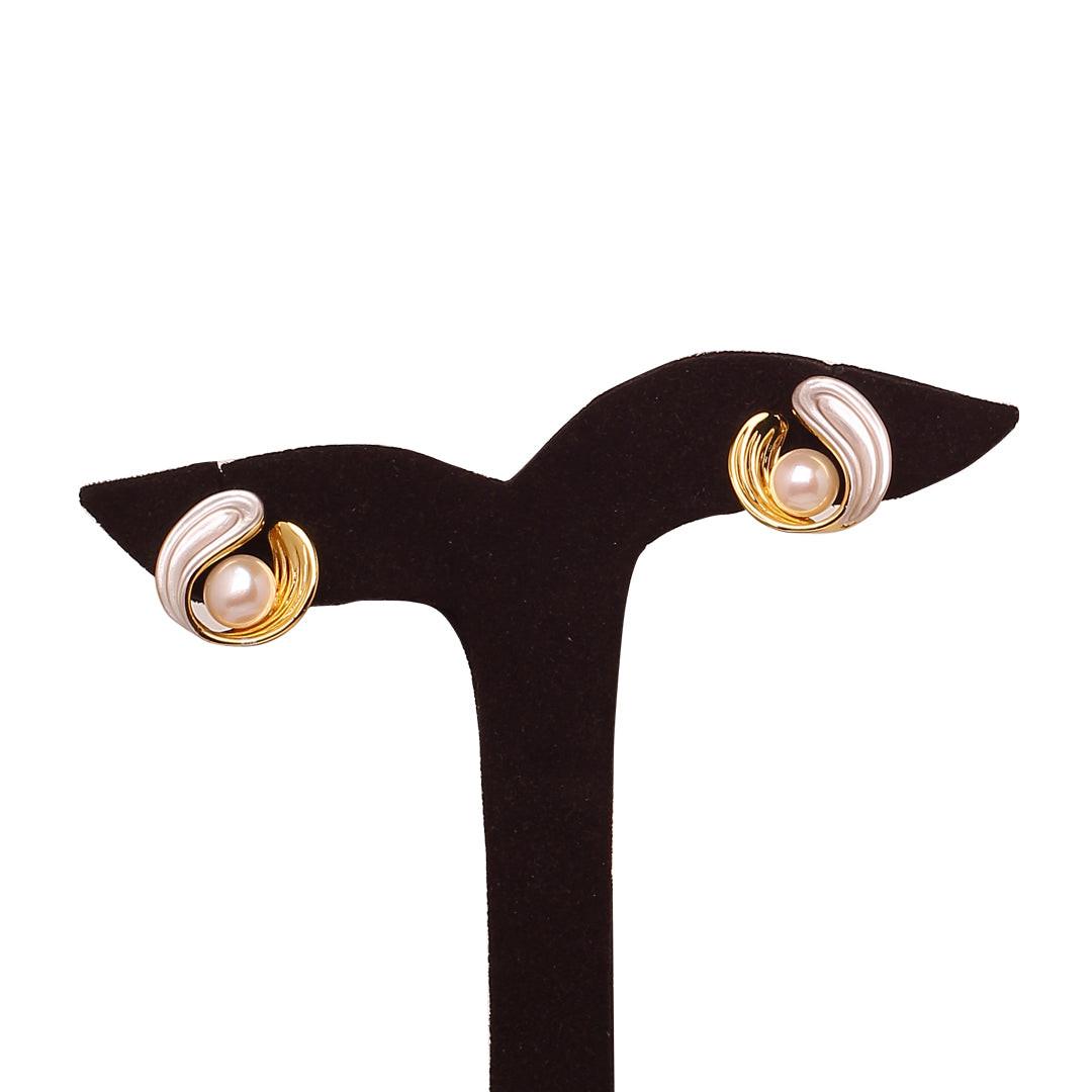 Timeless Petal Studs Freshwater White Pearls