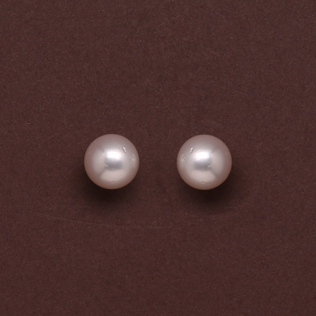 Classic Cream White South Sea Round Pearl Stud Earrings, 10.0-11.0mm