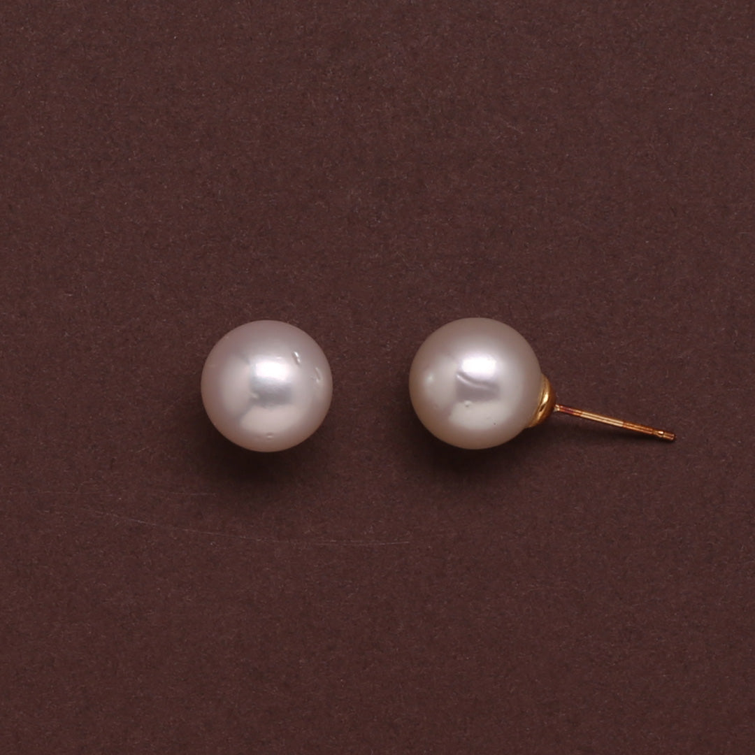 Classic Cream White South Sea Round Pearl Stud Earrings, 10.0-11.0mm