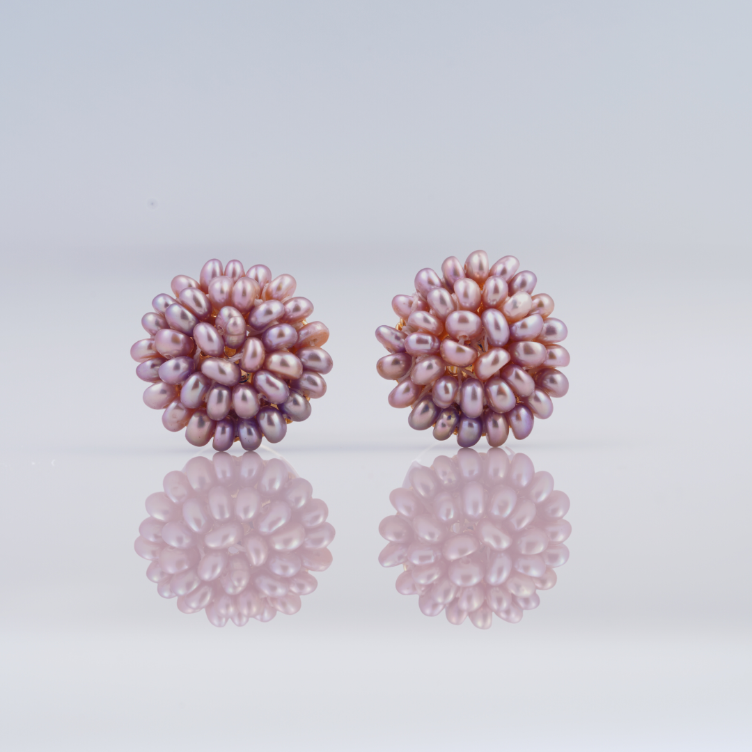 Lavender Freshwater Seed Pearl Stud Earring