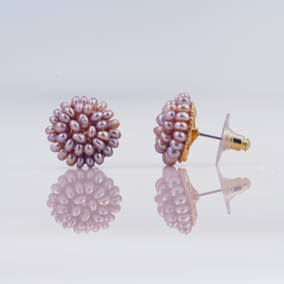 Lavender Freshwater Seed Pearl Stud Earring
