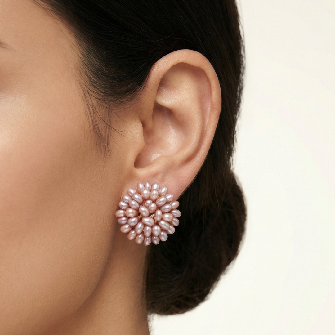 Lavender Freshwater Seed Pearl Stud Earring