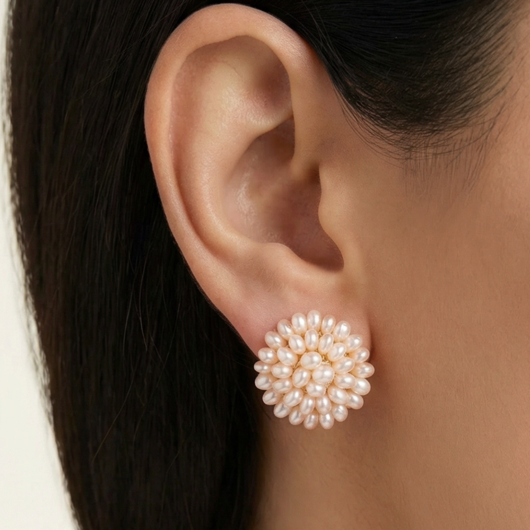 Pink Freshwater Seed Pearl Stud Earring