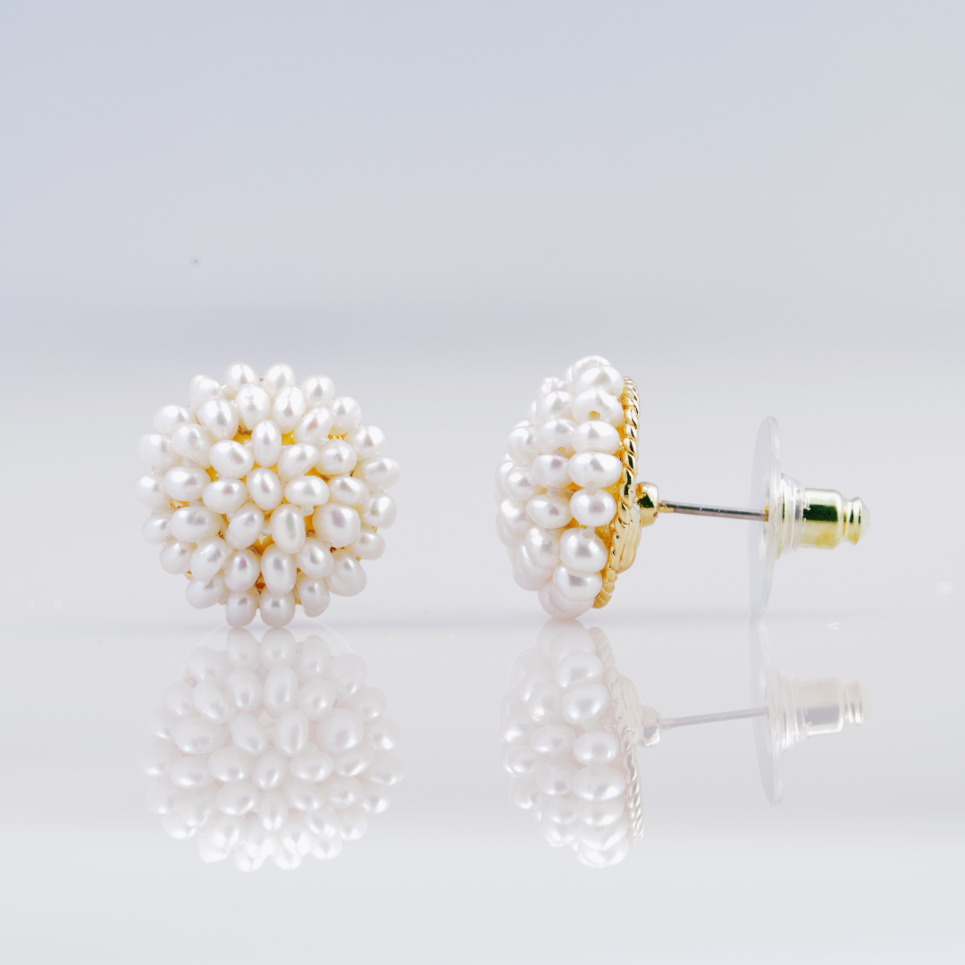 White Freshwater Seed Pearl Stud Earring