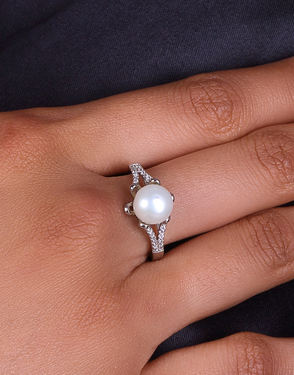 Fancy White Freshwater Pearl Ring