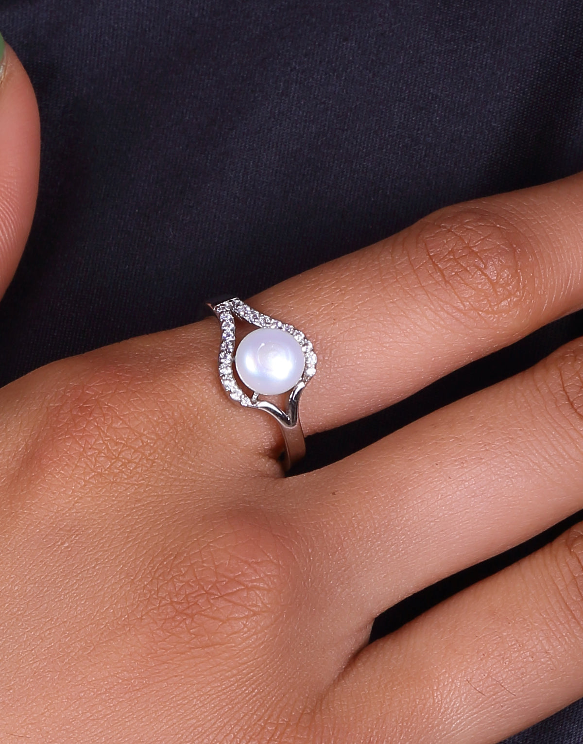 Fancy White Freshwater Pearl Ring