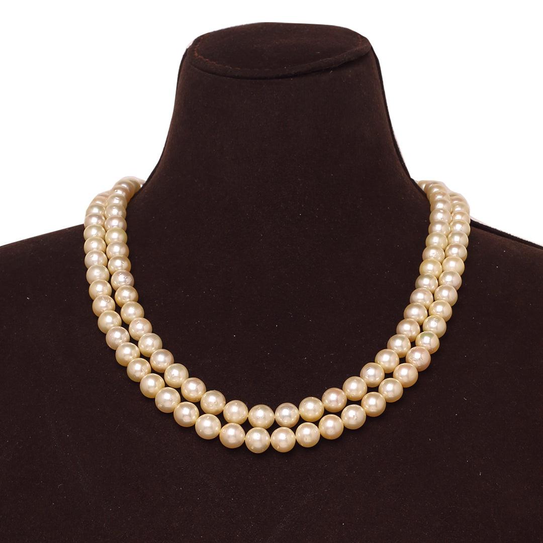 Round Natural-Color Golden South Sea Pearl Necklace, 8–9mm, AAA Quality