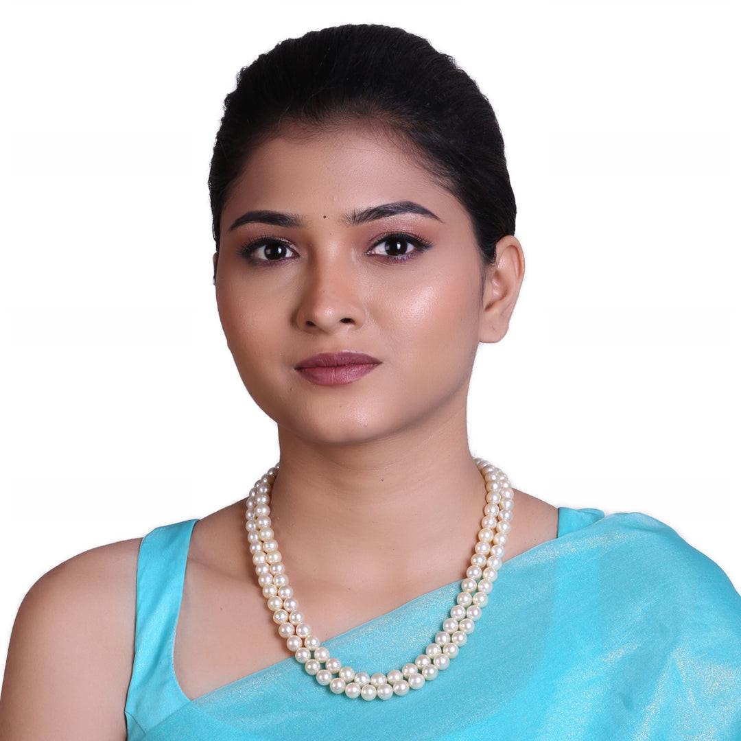 Round Natural-Color Golden South Sea Pearl Necklace, 8–9mm, AAA Quality