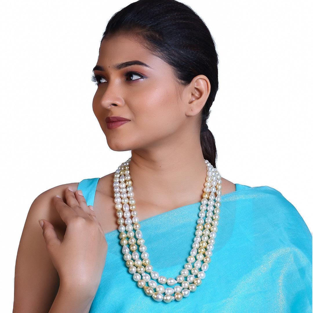 Baroque Natural Multi-Color South Sea Pearl Necklace, 8–12.5mm, A Quality
