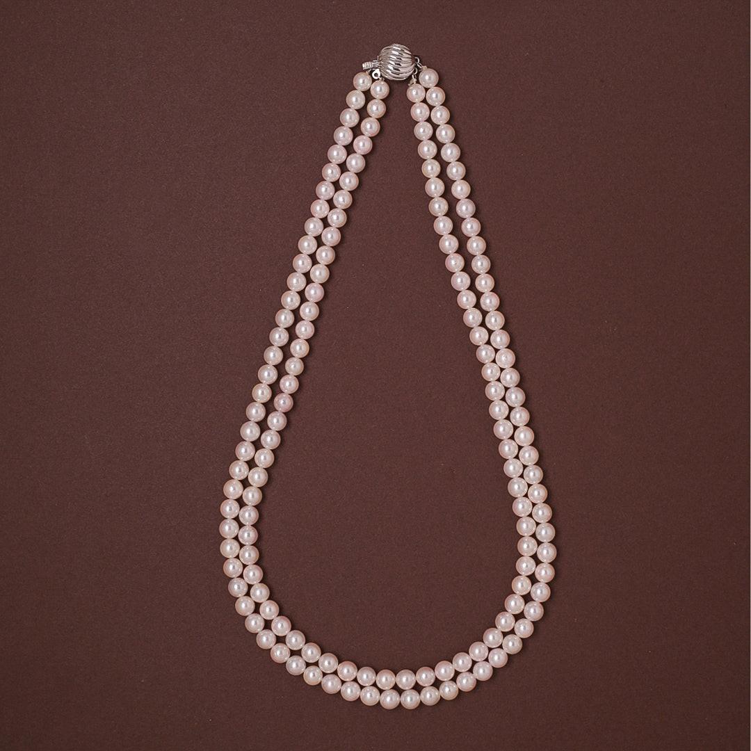 Round White Japanese Akoya Pearl Necklace, 6.5–7mm, AAA Quality