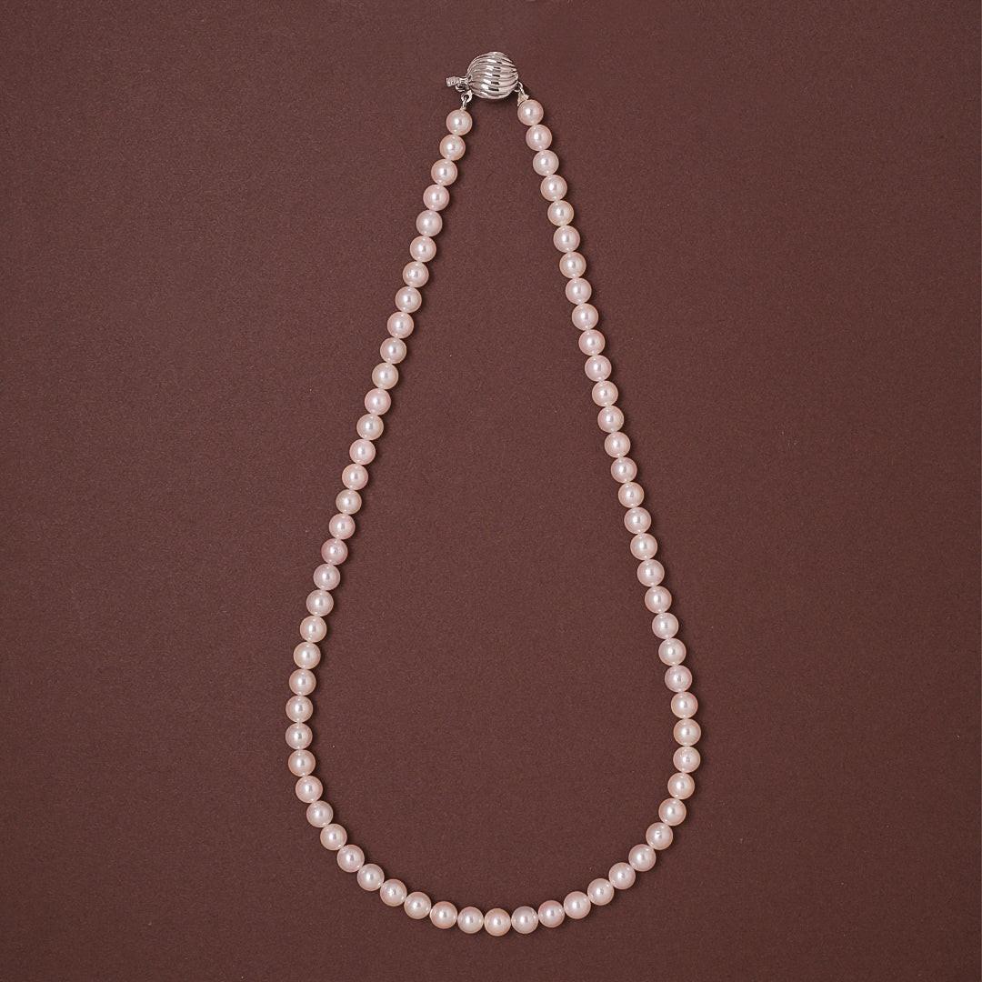 Round White Japanese Akoya Pearl Necklace, 6.5–7mm, AAA Quality