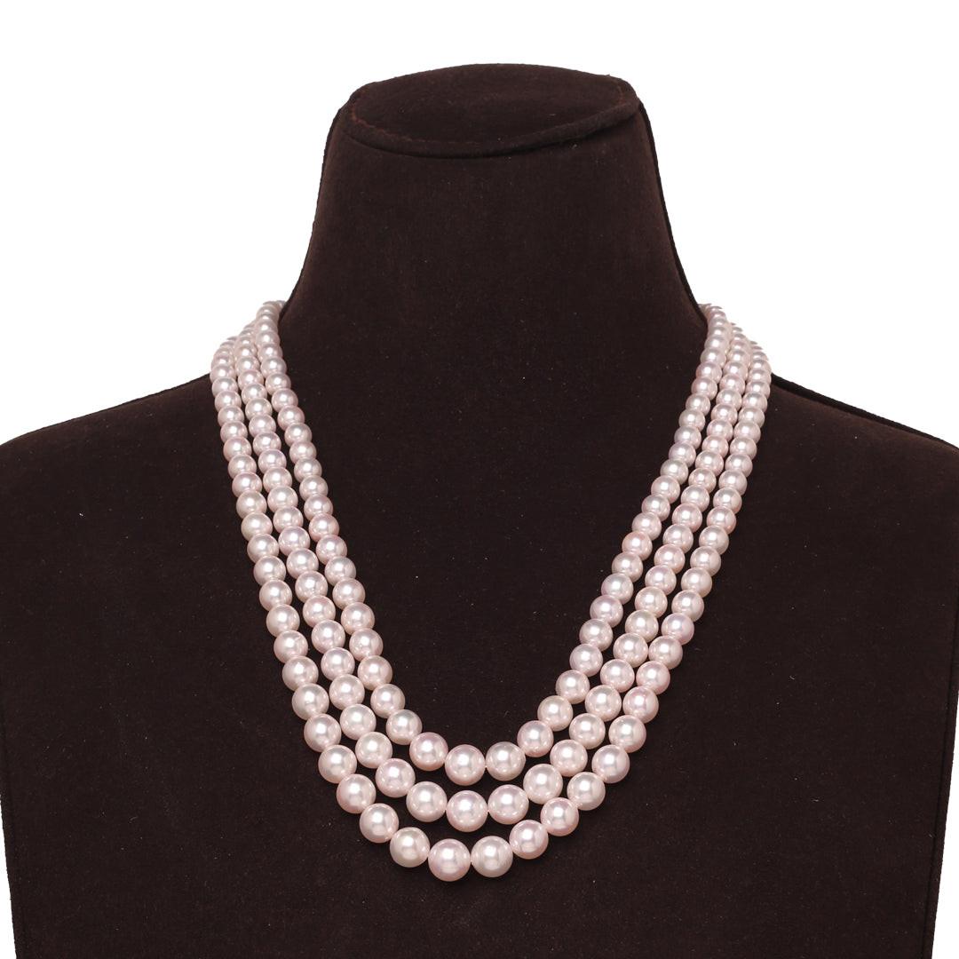 Graded Round White Japanese Akoya Pearl Necklace, 5–8.8mm, AAA Quality