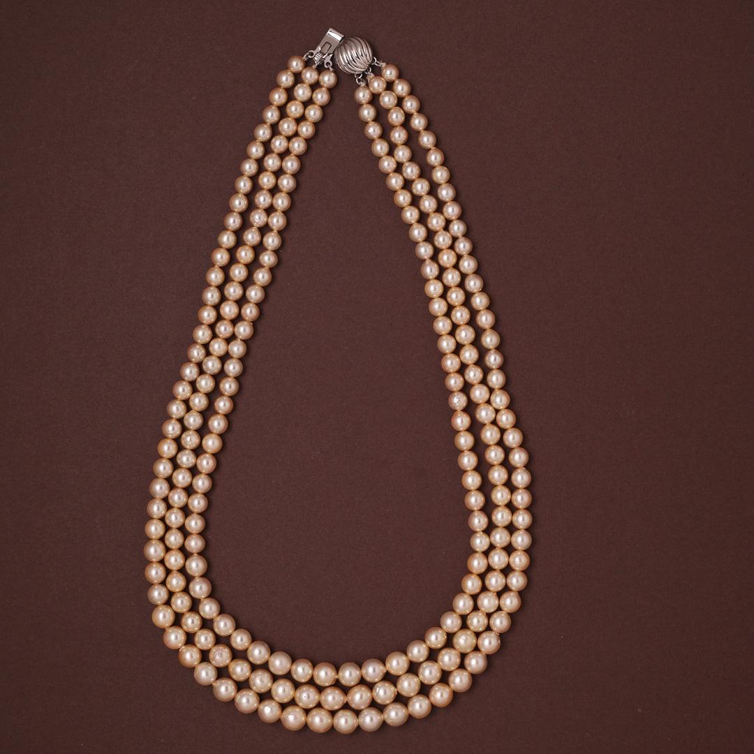 Round Golden Japanese Akoya Pearl Necklace, 6–9.0mm, AA Quality